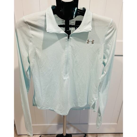 Underarmour Women’s Medium Heat Gear Half Zip. Fitted Pullover Soft Aqua Color - Picture 1 of 8